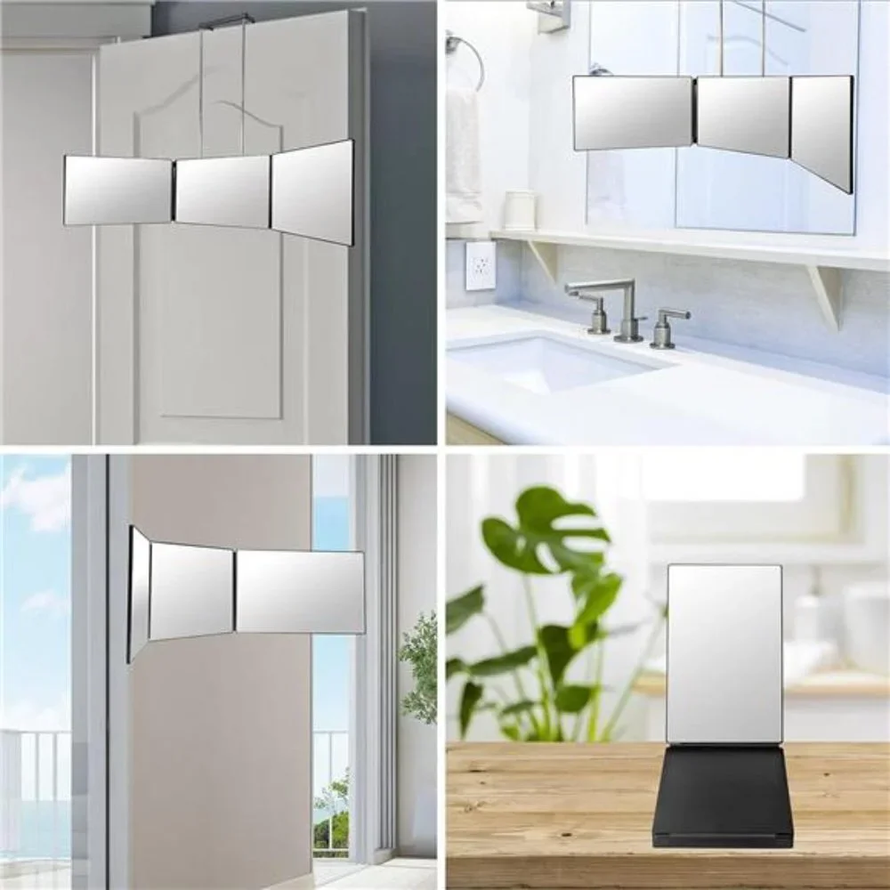 3Way Mirror for Hair Cutting, 360° Mirror for Haircuts for Men Height Adjustable